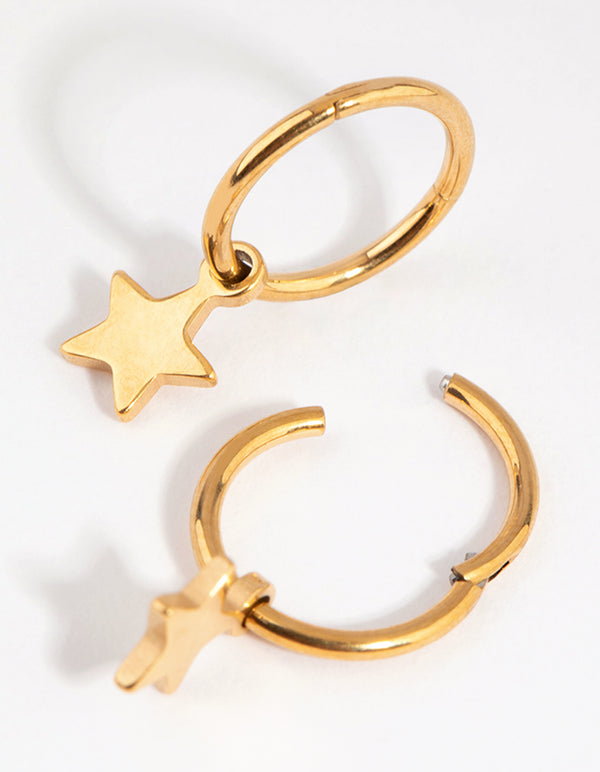 Gold Plated Surgical Steel Star Sleeper Earrings