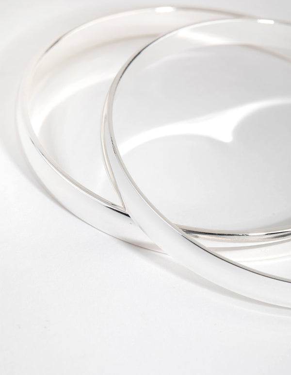 Silver Plated Plain Hoop Bangle Bracelet