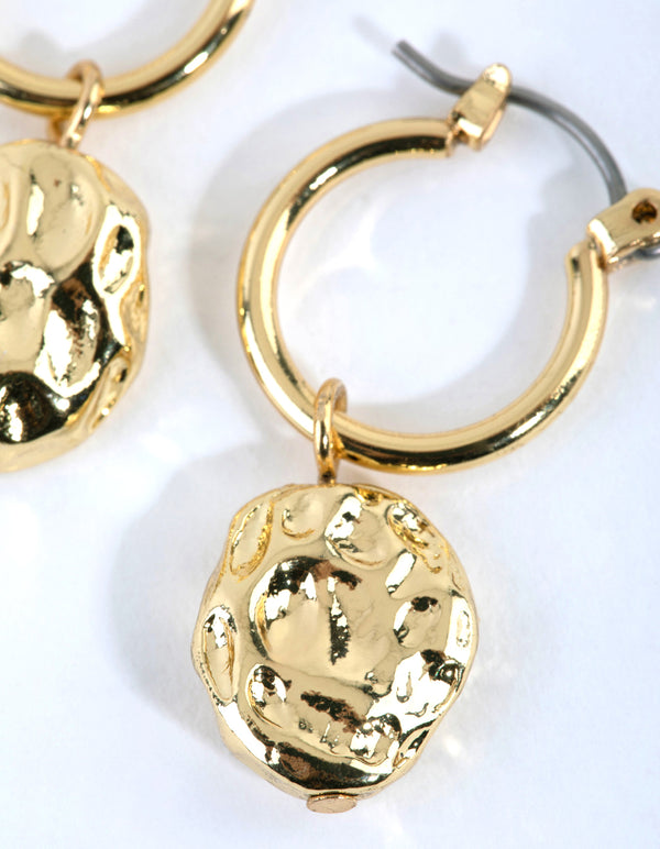 Gold Plated Small Molten Hoop Earrings