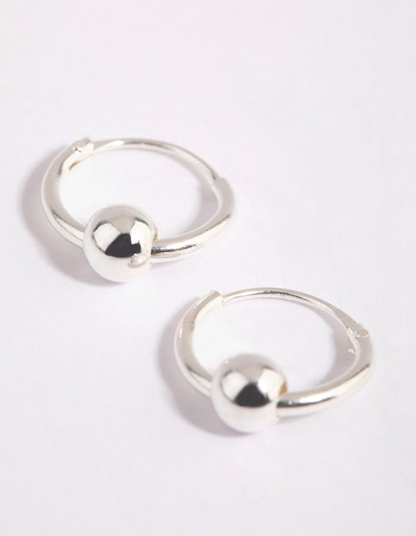 Sterling Silver Ball Hoop Earrings
