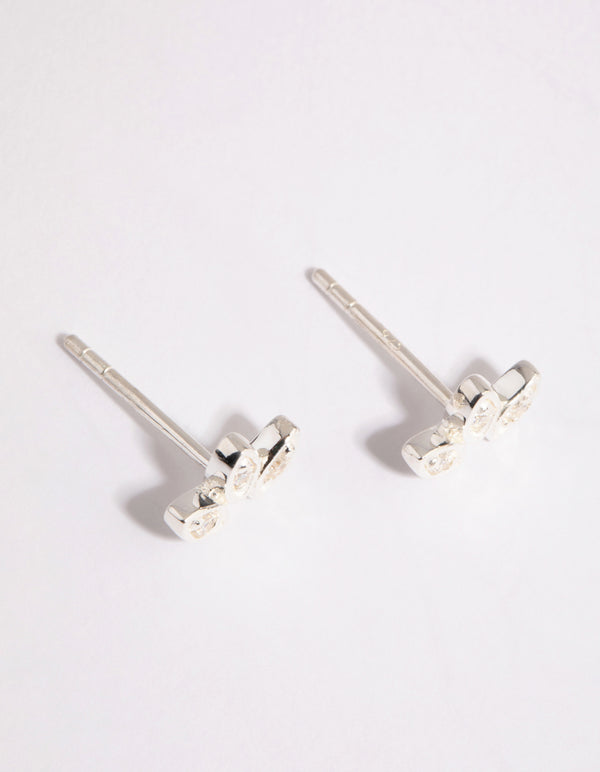 Sterling Silver Cubic Zirconia Mini Crawler Stud Earrings