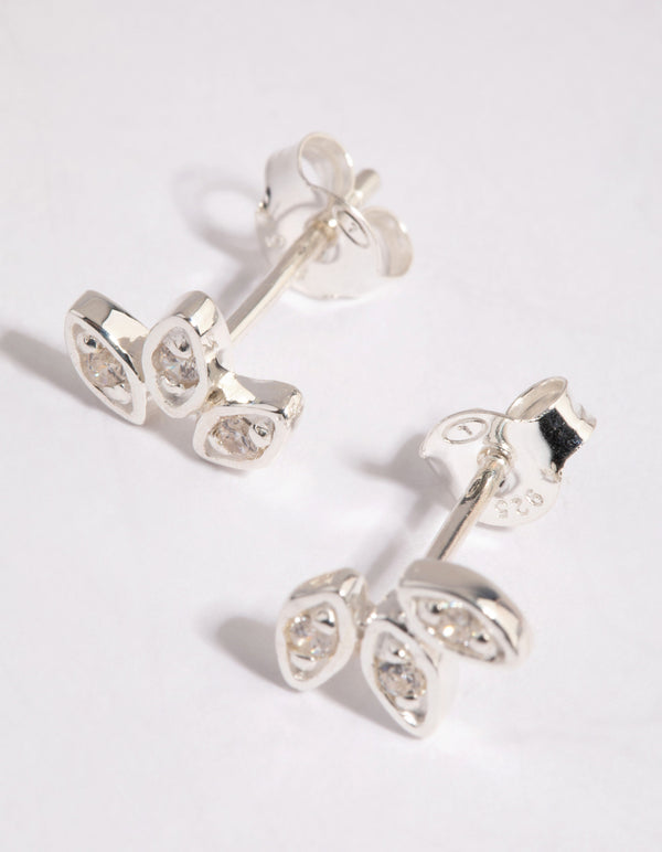 Sterling Silver Cubic Zirconia Mini Crawler Stud Earrings