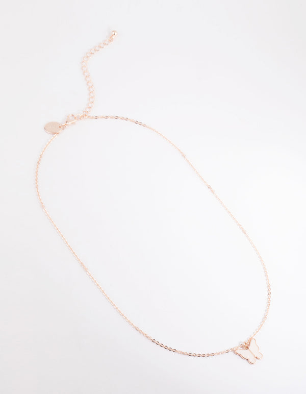 Rose Gold Butterfly Pendant Necklace