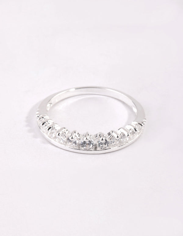 Sterling Silver Diamante Row Ring