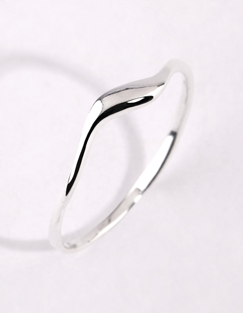 Silverline Jewelry Sterling Silver Wave Ring - Sizes 5-10, Ocean Design Band