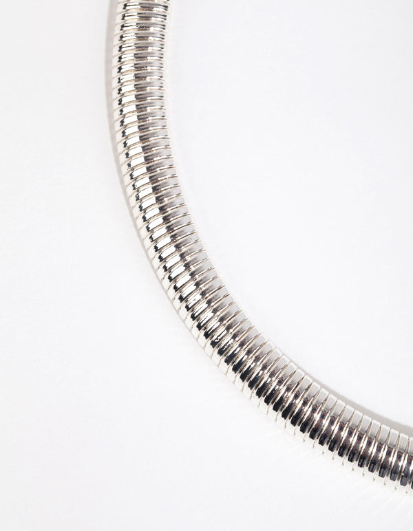 Silver Ribbed Torque Necklace