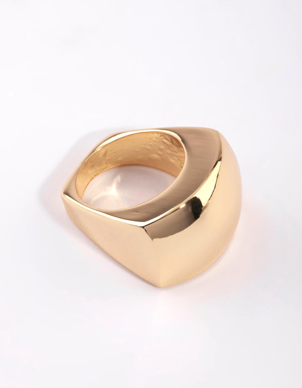 Gold Large Rectangle Ring