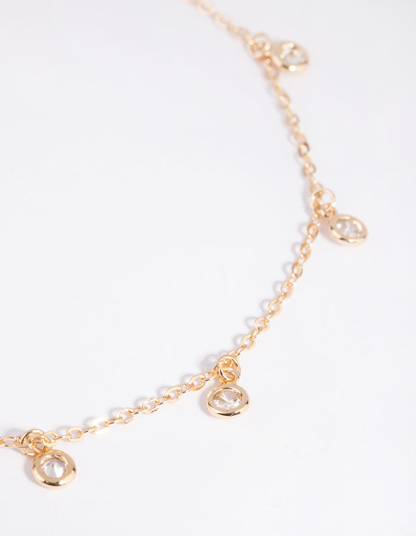 Gold Diamante & Chain Anklet