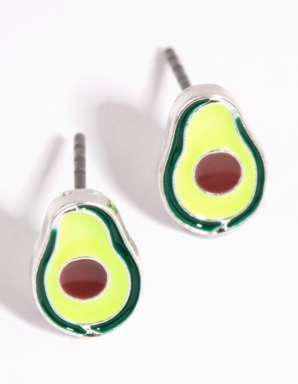 Silver Avocado Stud Earrings