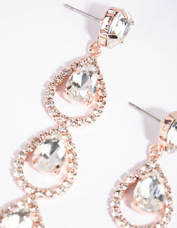 Rose Gold Halo Teardrop Earrings