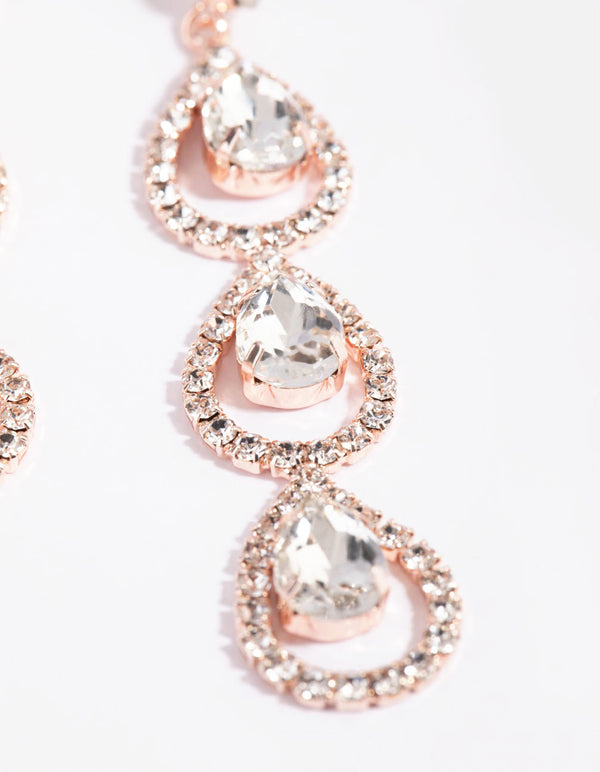 Rose Gold Halo Teardrop Earrings