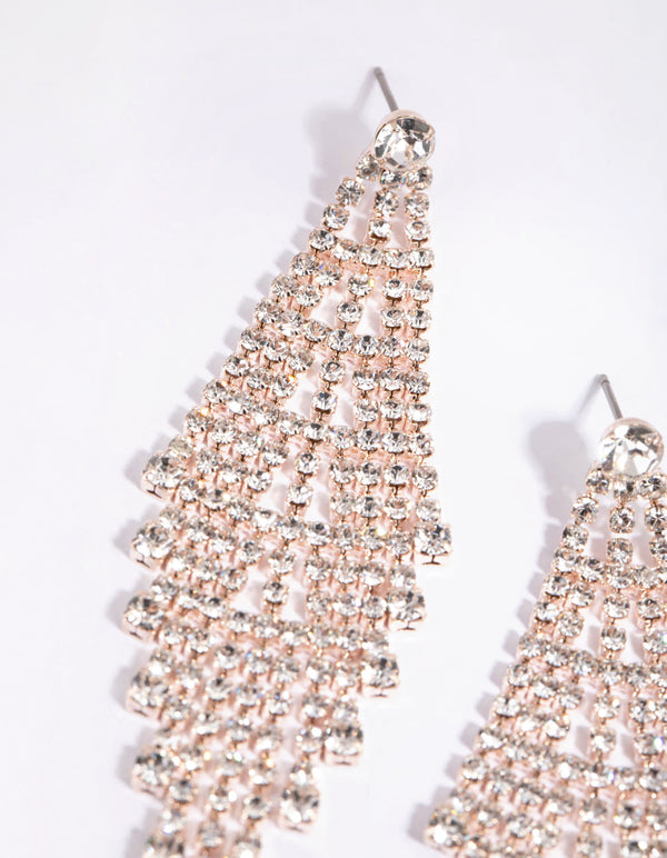Rose Gold Cascade Cupchain Drop Earrings