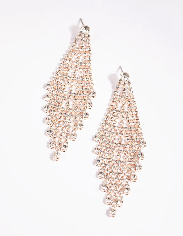 Rose Gold Cascade Cupchain Drop Earrings