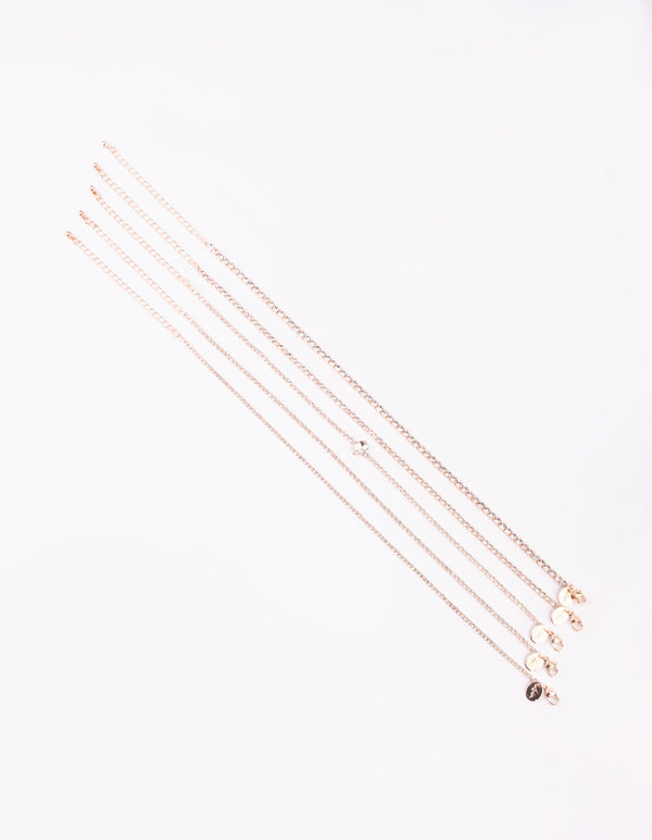 Rose Gold Diamante Choker 5-Pack