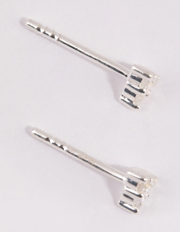 Sterling Silver Cubic Zirconia Triangular Stud Earrings