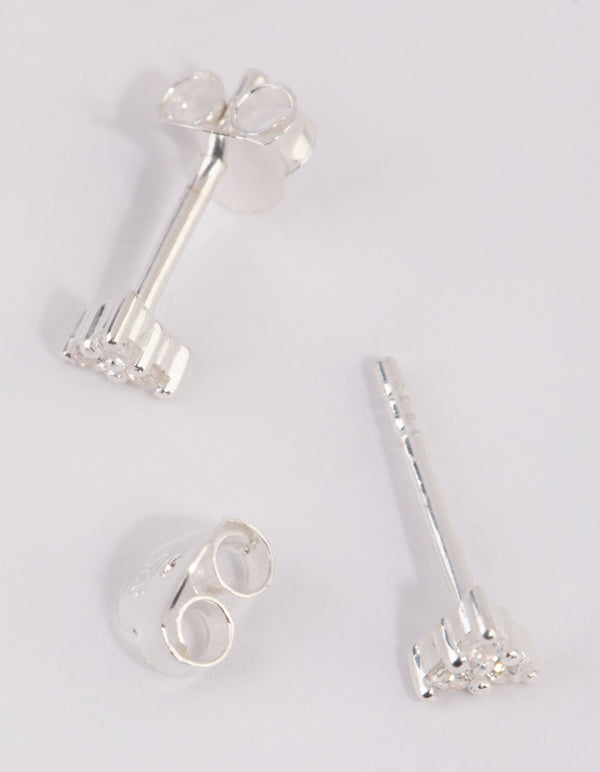 Sterling Silver Cubic Zirconia Triangular Stud Earrings
