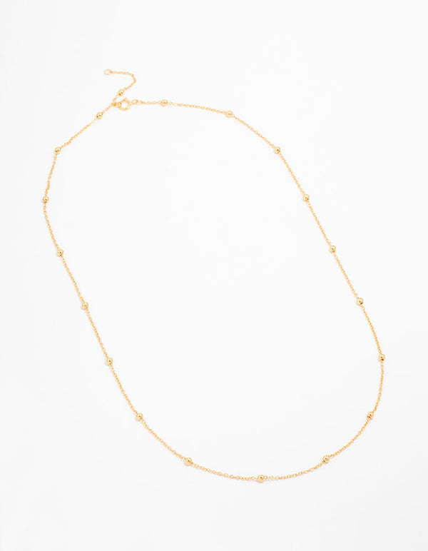 Gold Plated Sterling Silver Ball Chain Necklace