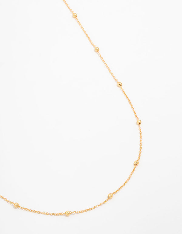 Gold Plated Sterling Silver Ball Chain Necklace