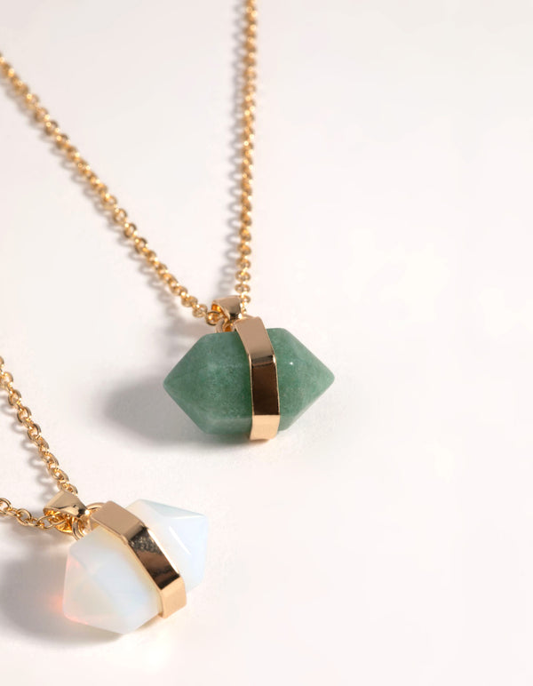 Gold Semi-Precious Shard Necklace Set