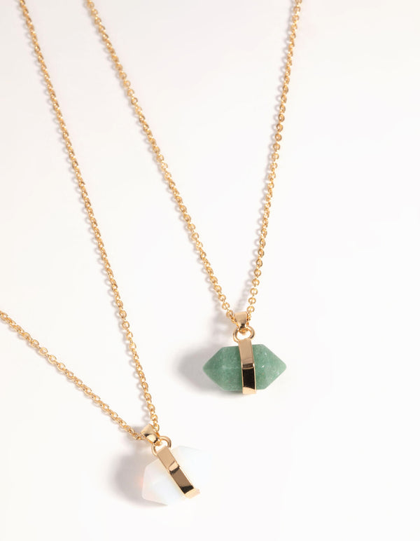 Gold Semi-Precious Shard Necklace Set
