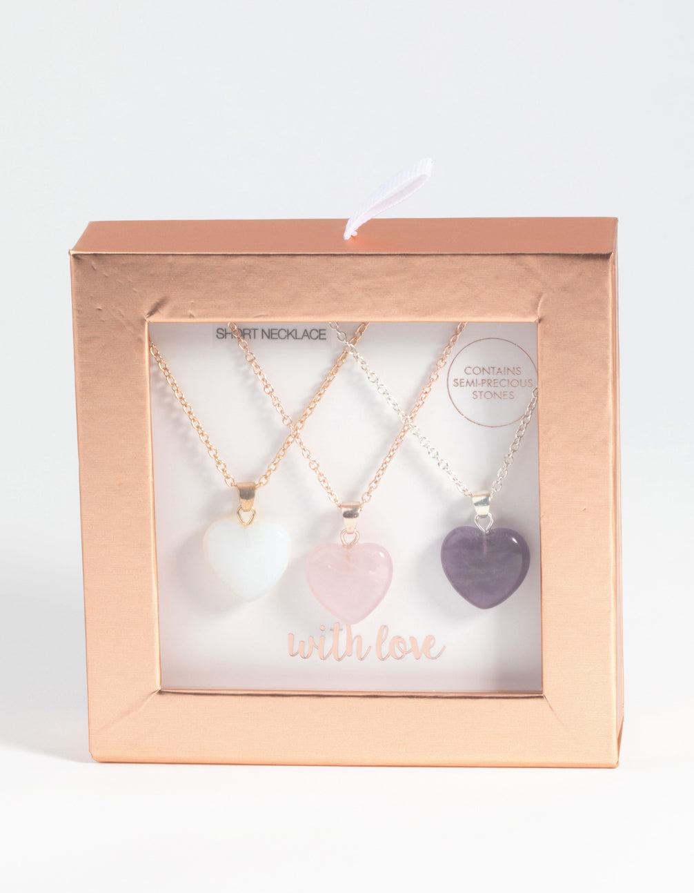 Mixed Metal Semi-Precious Heart Necklace Pack