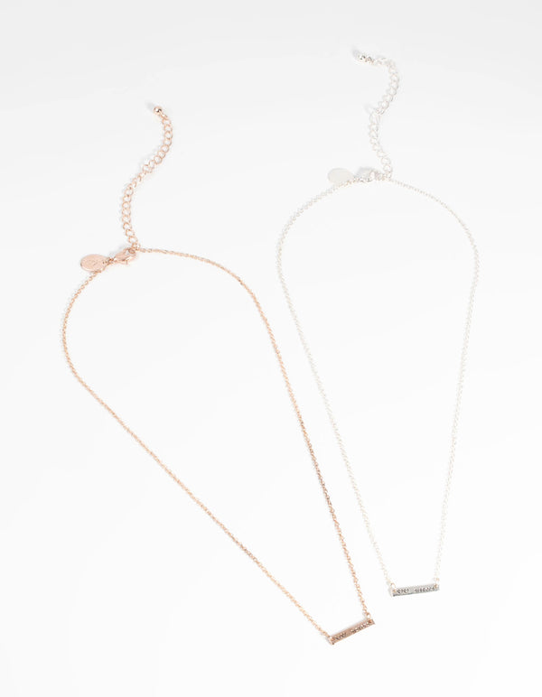 Mixed Metal Sister Necklace Set