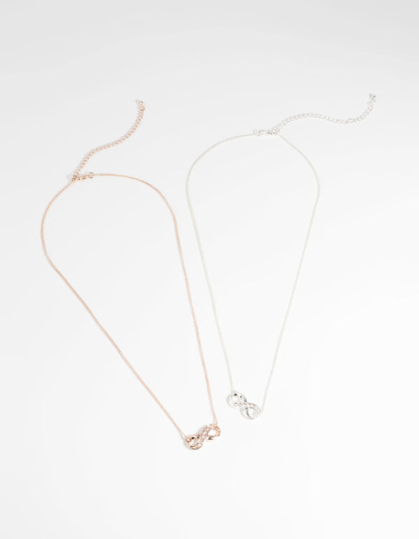 Mixed Metal Infinity Necklace Set