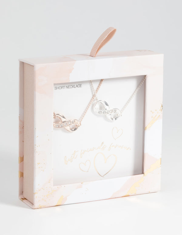 Mixed Metal Infinity Necklace Set