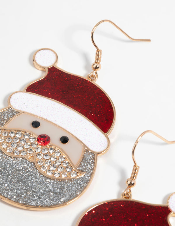 Festive Glitter Santa Drop Earrings