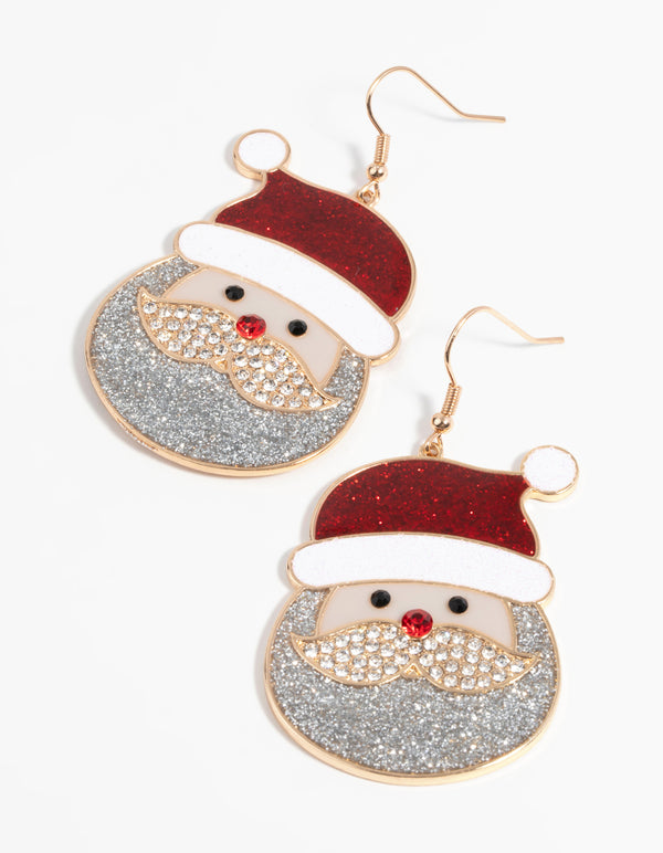 Festive Glitter Santa Drop Earrings