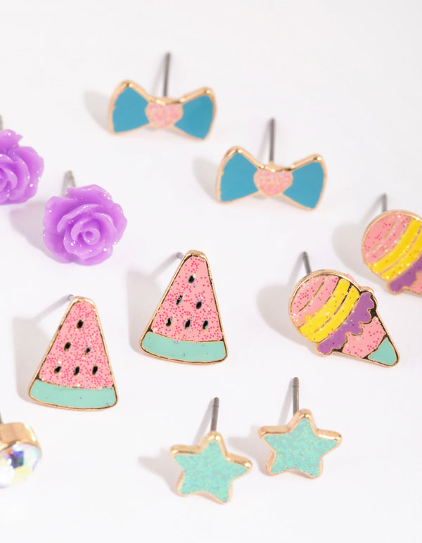 Kids Rainbow Ice Cream Stud Earring 6-Pack