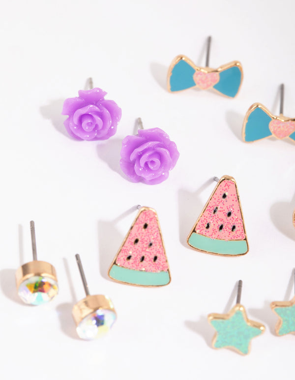 Kids Rainbow Ice Cream Stud Earring 6-Pack