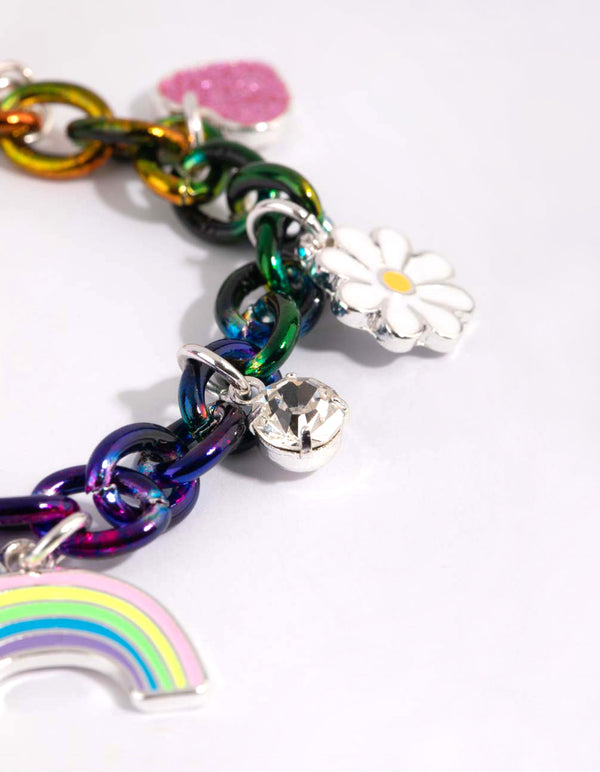 Kids Matte Rainbow Ombre Charm Bracelet