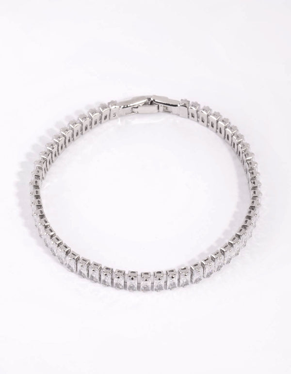 Silver Cubic Zirconia Baguette Tennis Bracelet