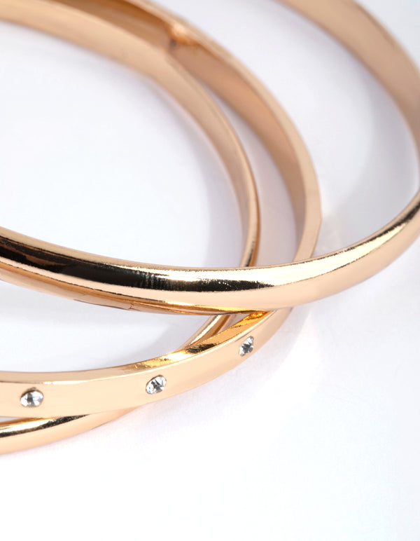 Gold Diamante Inlay Bangle Pack