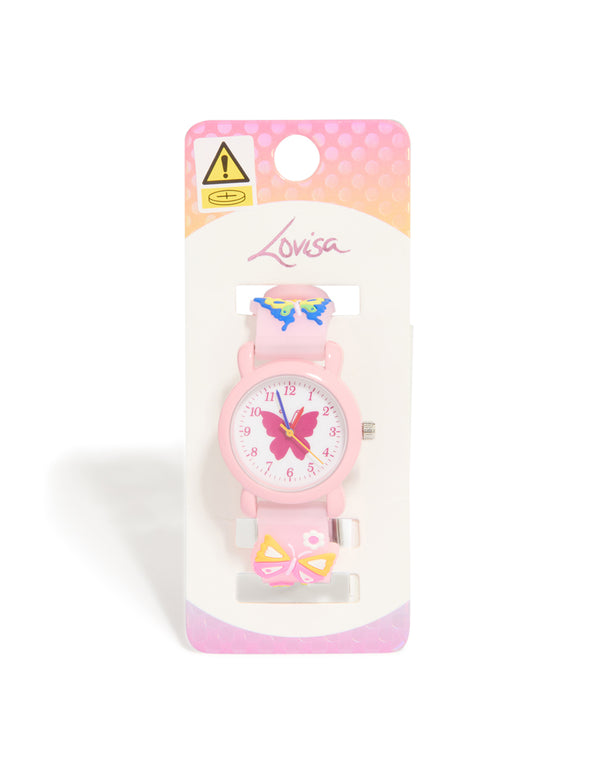 Kids Pink Butterfly Watch