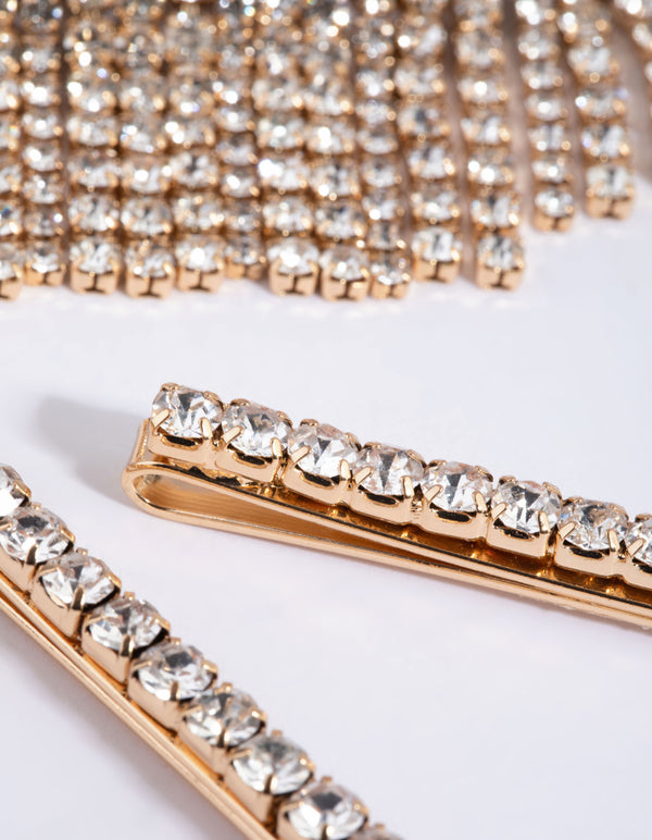 Gold Mixed Diamante Clip Pack