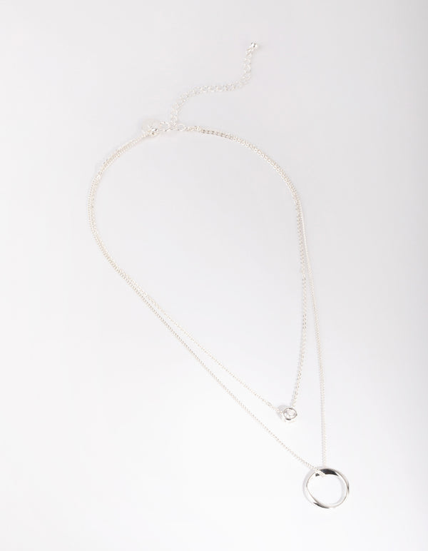 Silver Diamante Layered Necklace