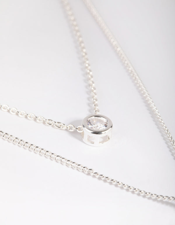 Silver Diamante Layered Necklace