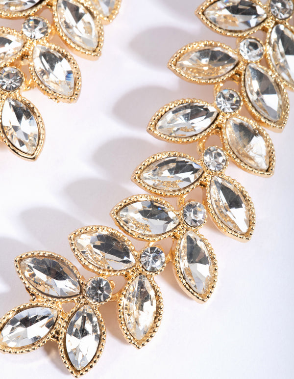 Gold Marquise Fern Drop Earrings