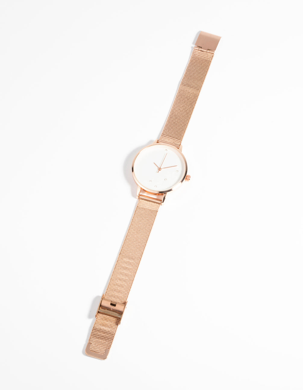 Rose Gold Flower Diamante Mesh Watch