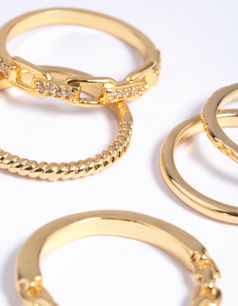 Gold Plated Stacking Rings with Diamantes