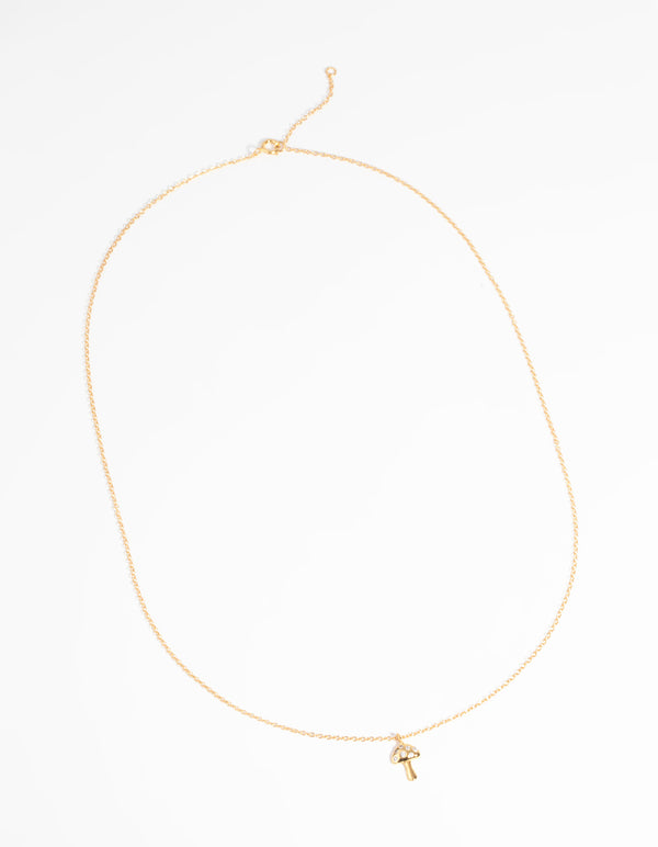 Gold Plated Sterling Silver Mushroom Necklace