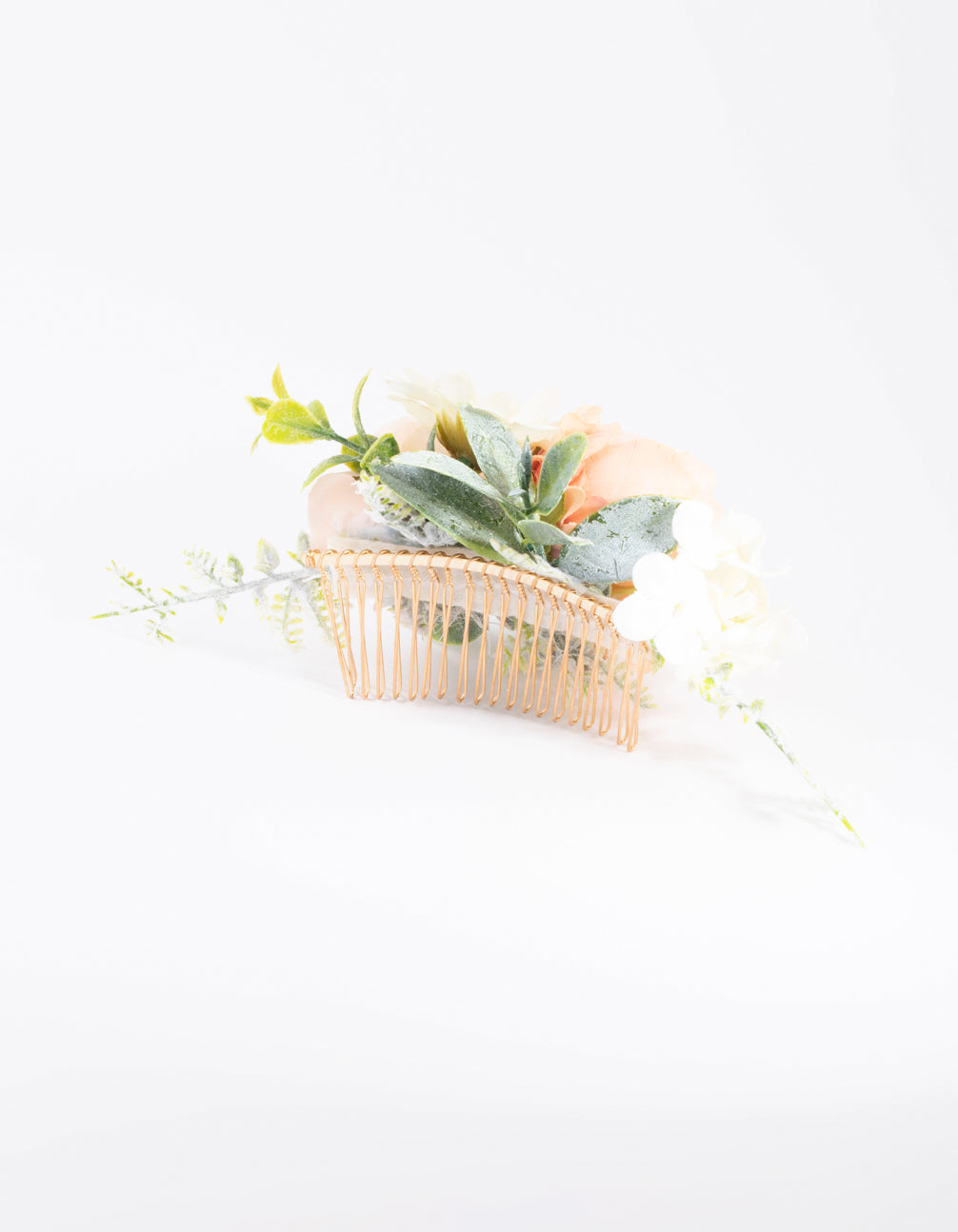 Gold Rose & Leaf Floral Comb