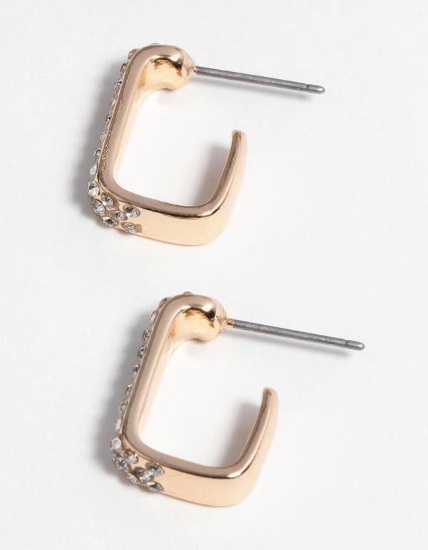 Gold Rectangular Huggie Hoop Earrings