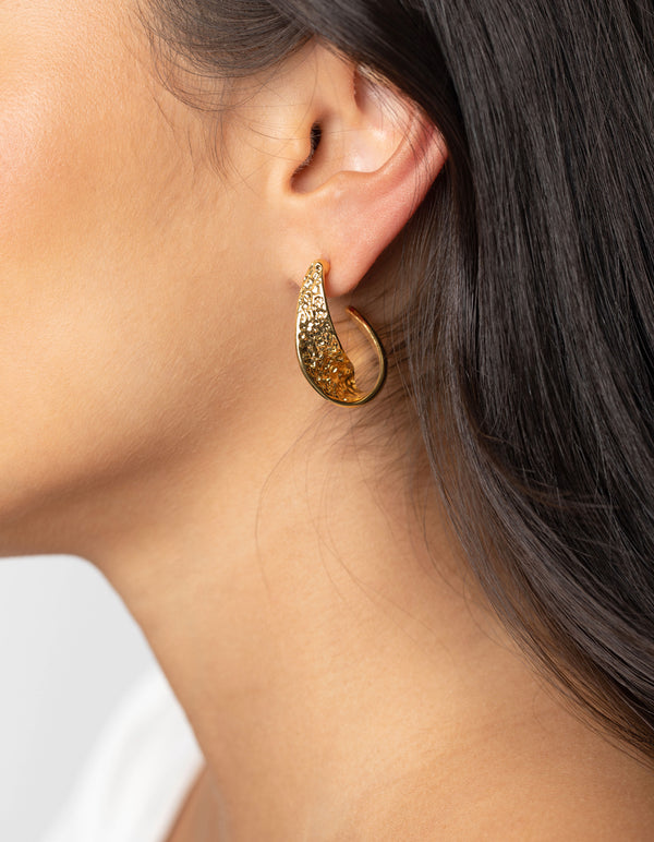 Gold Plated Twisted Hoop Earrings