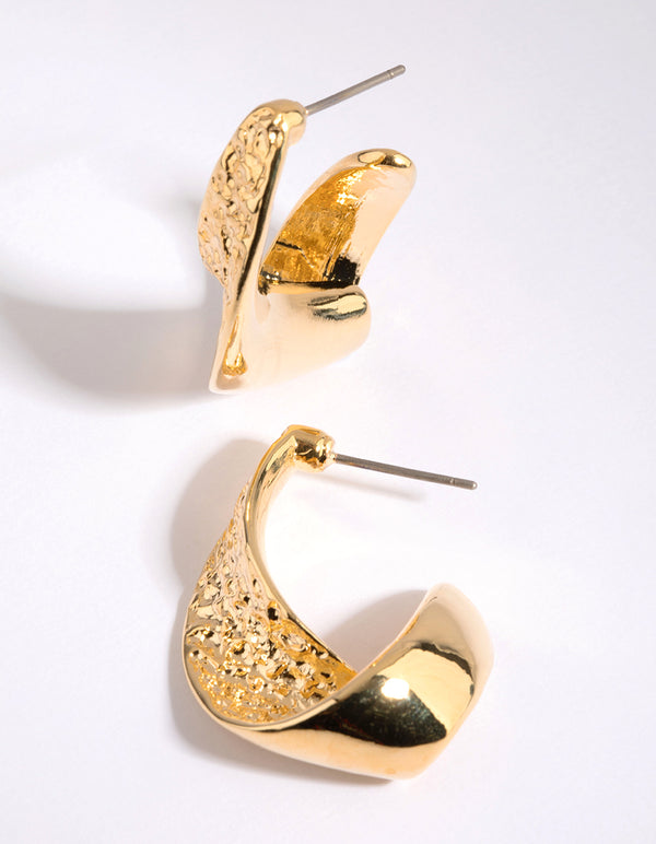 Gold Plated Twisted Hoop Earrings