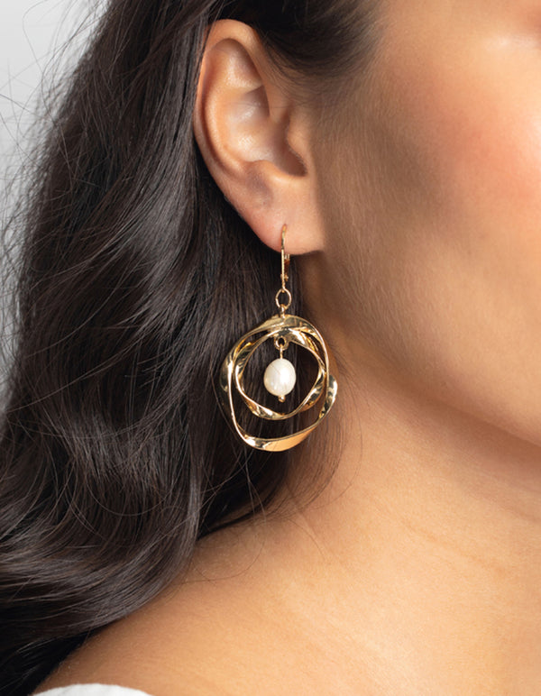 Gold Plated Earrings with Freshwater Pearls