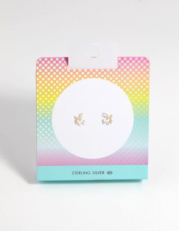 Sterling Silver Unicorn Stud Earrings