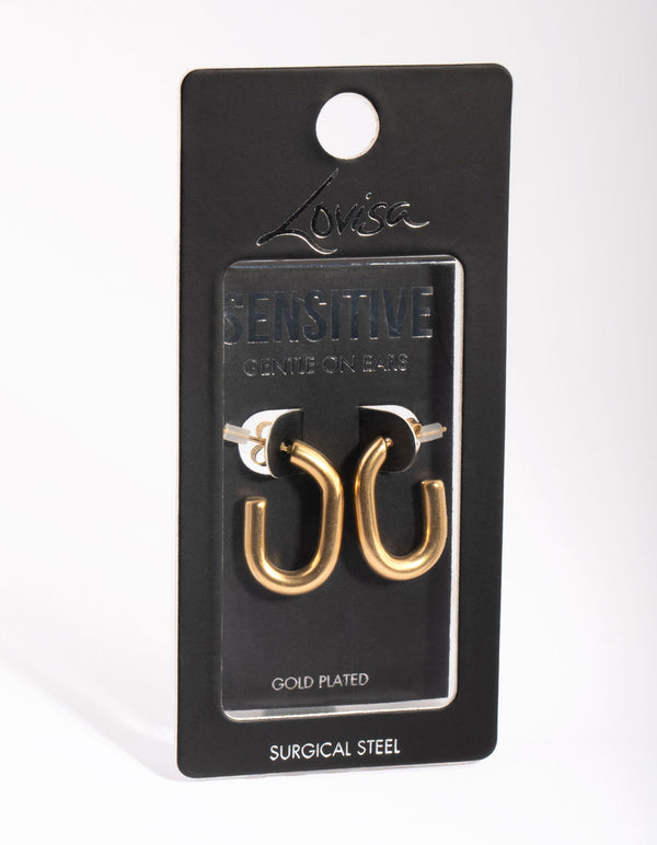 Gold Plated Surgical Steel Oval Hoop Earrings